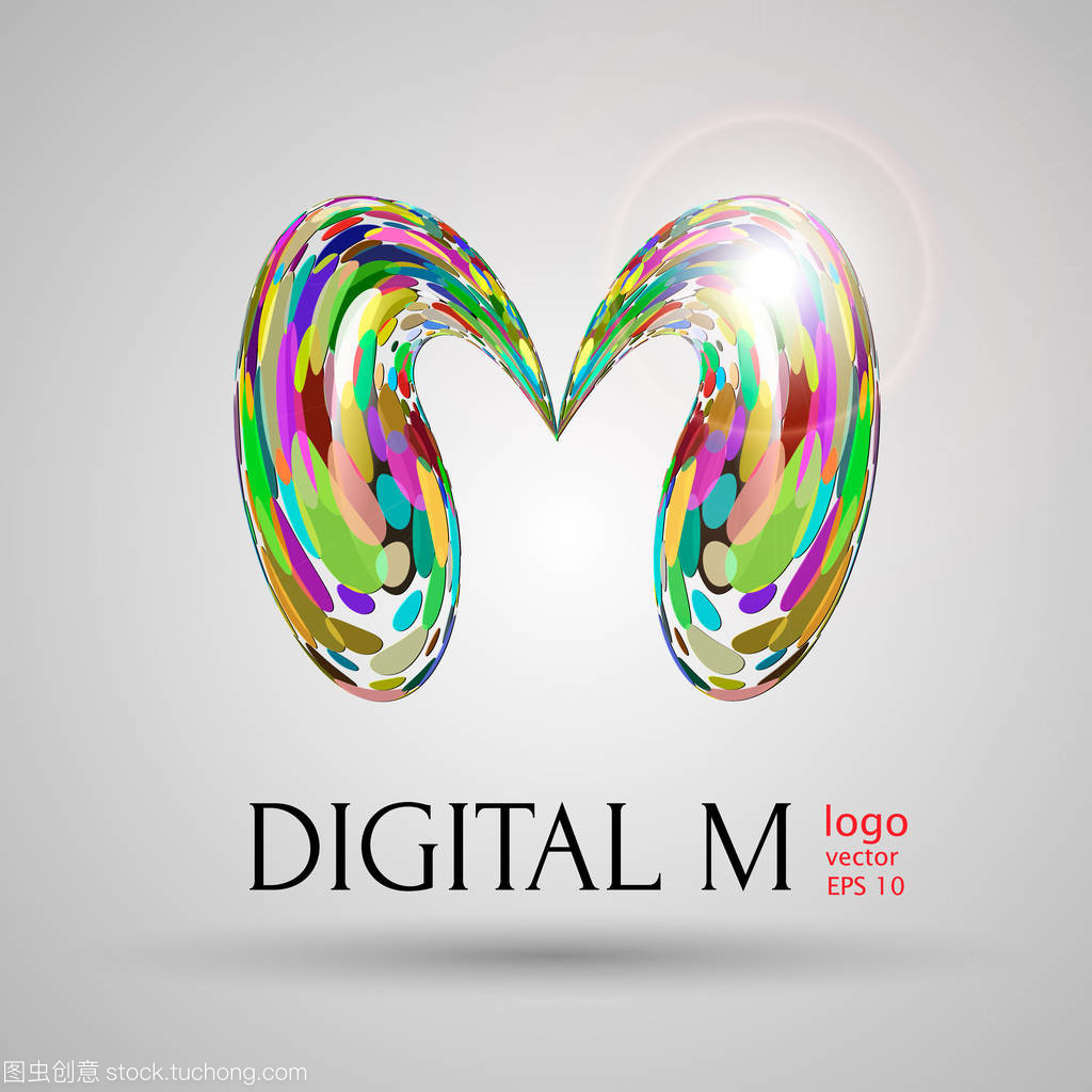 灰色背景上的現(xiàn)代泡沫風(fēng)格 矢量數(shù)字“M”信廣告設(shè)計解析